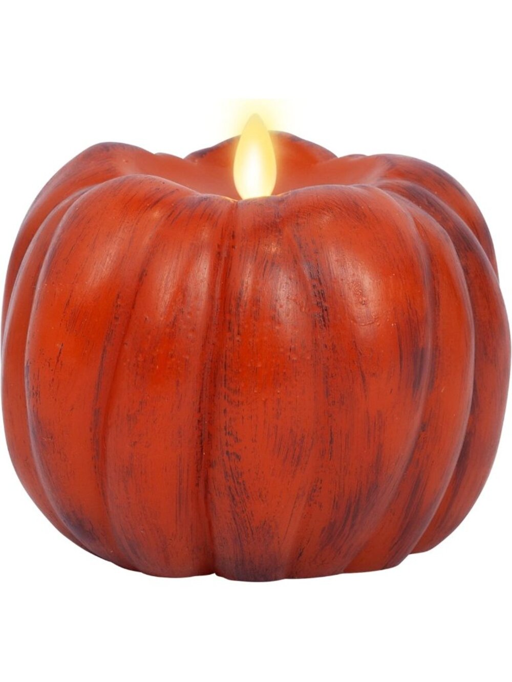 Flameless Halloween LED Candle - Battery Operated Moving Flame Pumpkin - 5x4.5